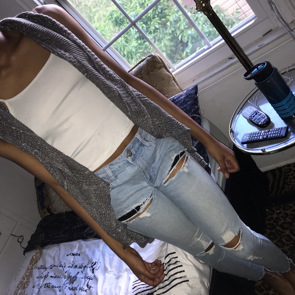 Grey shiny cardigan